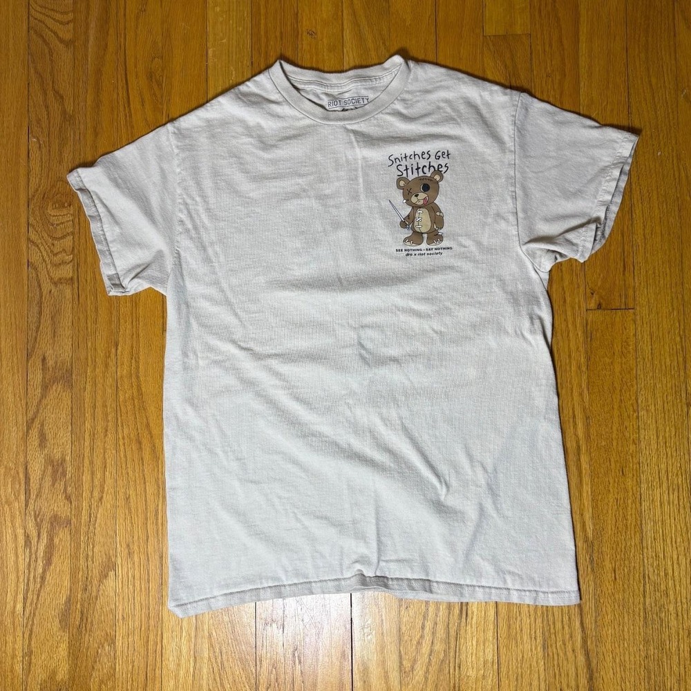 Riot Society Snitches Get Stitches T-Shirt Med
